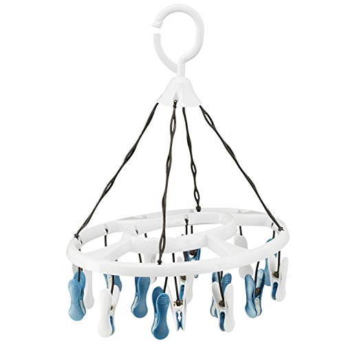 Stendibiancheria con 16 Mollette Soft Clips (1 pezzo, bianco con blu-bianco/bianco-blu) di culiclean