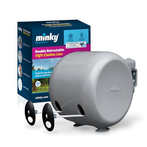 Minky VT21290100 - Filo stendibiancheria Retrattile per Esterni, 30 m (2x15m), GIARDINO, Grigio