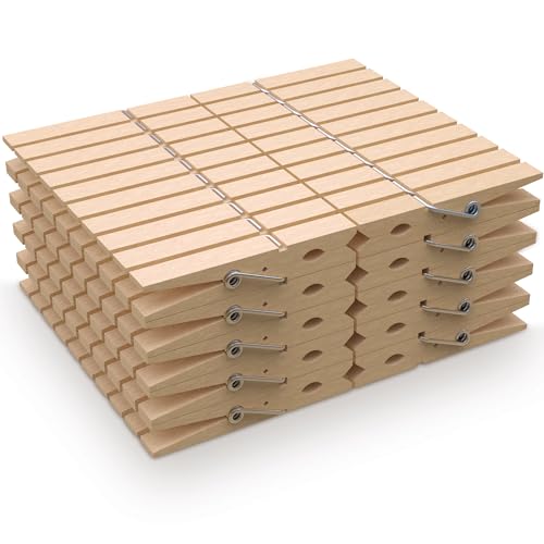 PORTENTUM Mollette per Bucato in Legno, Confezione da 100, Naturale. Perfette per Stendibiancheria e Uso Domestico, Resistente all'Esterno, Lunga Durata, Ecologiche e Sostenibili, Misure 7,5x1,0x1,3cm