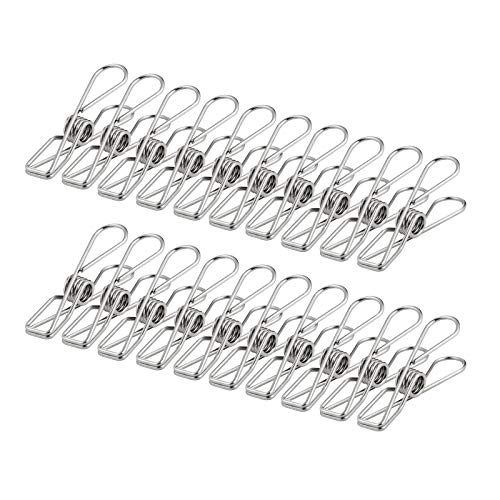 Ruesious mollette in Acciaio Inox Lavanderia Pins Clip Panno stendibiancheria Clip in Metallo Argento Strong Elasticità 6cm, Confezione da 100